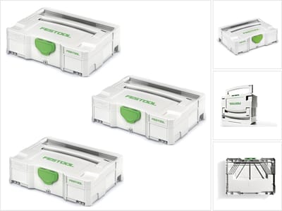 Festool 3 x Systainer T-LOC SYS 1 TL gereedschapskoffer lichtgrijs koppelbaar ( 497563 )
