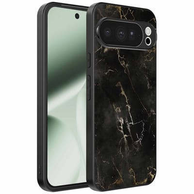 Geschikt voor Google Pixel 10 Pro XL Telefoonhoesje met marmer opdruk - TPU backcover case black marble design - Zwart - Smartphonica geschikt voor Google Pixel 10 Pro XL