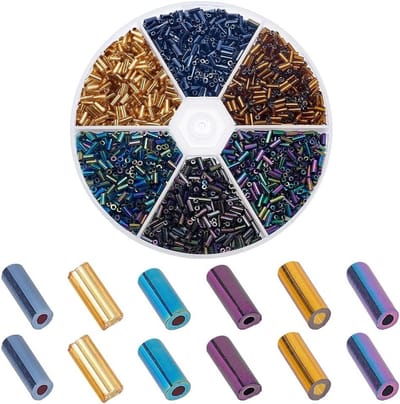 2760 Stuks 6 Kleuren Glazen Bugle Beads 4mm Tube voor Armband, Ketting en DIY Sieraden, Gat: 1mm