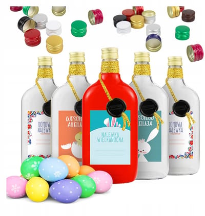 Bimberek - Decoratieve Fles - 500ml - Pasen Thema - Gouden Sierkoord - Bedrukte Dop