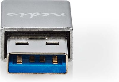 Nedis USB-A Adapter - USB 3.2 Gen 1 - USB-A Male - USB-C Female - 5 Gbps - Rond - Vernikkeld - Zilver - Cover Window Box