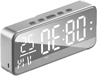 Digitale Muziekwekker - Wandklok Bureauklok - Slaapkamer Organizer - Intelligente Geluidscontrole - 23 x 9 x 5 cm - Donkergrijs