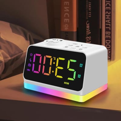 Digitale wekker - Slaapkamer klok - Wakker worden - Met nachtlampje - 5 inch display - Wit