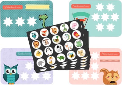 Pottytraining Beloningssysteem met 20 Beloningskaarten en 120 Stickers - Motiverend Plasdiploma voor Jonge Kinderen