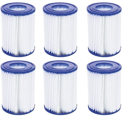 Dailygoods- Zwembadfilter 6 Pack - Vervangende Cartridge - Compatibel met Bestway/Lay Z Spa - Filterpomp 2006/3028 L/u - ABS Polyester Papier - 10,6 cm x 13,6 cm - Filtercartridge