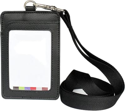 Kaarthouder - Naamplaatje Pouch - Veilig Identificeren - Afneembare Lanyard - 11.2 x 7.5 cm - Zwart