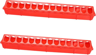 Pluimvee Voerbak - Vogelkooi Feeder - Voer Verstrekken - Slijtvast Plastic - 2 Stuks - Rood