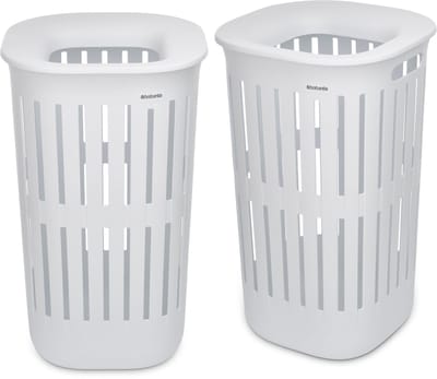 Brabantia Collect-It Wasmand - set van 2 - met Deksel - 55 l - White