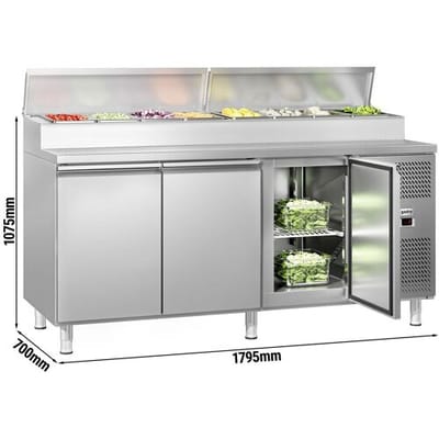 GGM Gastro Zubereitungstisch ECO - 1795mm - 3 Türen - für 8x GN 1/3 Zilver