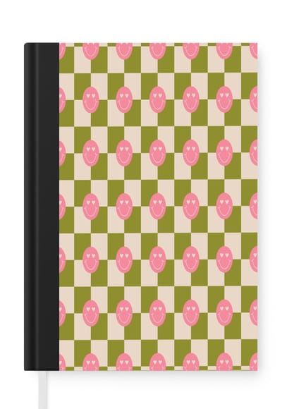Notitieboek - Schrijfboek - Patroon - Smileys - Blokken - Notitieboekje klein - A5 formaat - Schrijfblok