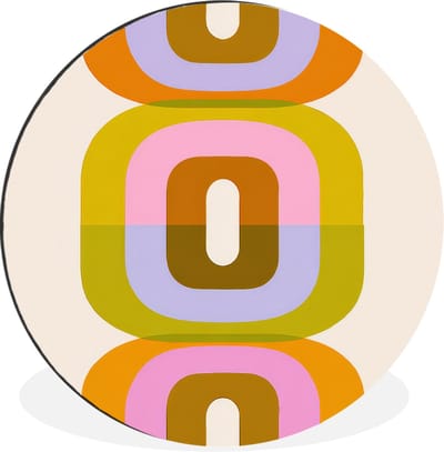 WallCircle - Wandcirkel - Muurcirkel - Stapel - Vormen - Geblokt - Oranje - Aluminium - Dibond - 30x30 cm - Binnen en Buiten