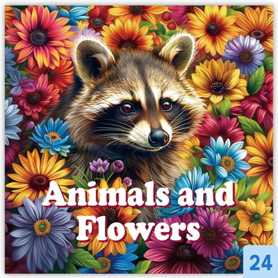 Animals and Flowers Kleurboek voor Volwassenen, Tieners en Kinderen - Premium Cozy Coloring Book met 24 Unieke Dieren & Bloemen Designs - Anti-Stress Doeboek & Tekenboek