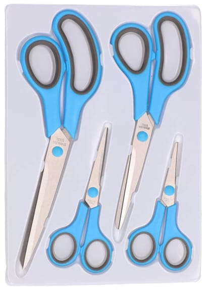 Gadgetpoint - Roestvrije Universele Scharenset - Scharen - Knippen & Knutselen - Keukenschaar - Blauw 4-delig