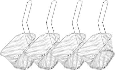 QIN® Frituurmandje - Opvouwbare frituurmand - Ronde Frituurmand - Zilver - 18cm x 28cm x 35cm