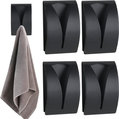 Knaak Zelfklevende Handdoekhaken - Mat Zwart - Set van 4 - RVS - Zonder Boren - Voor Badkamer en Keuken
