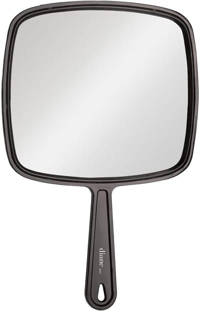 Handspiegel met handvat - Make-upspiegel - Make-up aanbrengen - Kristalheldere reflectie - 315 x 23 cm - Zwart