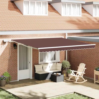 vidaXL - Uitschuifbare - luifel - Bruin - 400 - × - 300 - cm - Stof - en - Aluminium