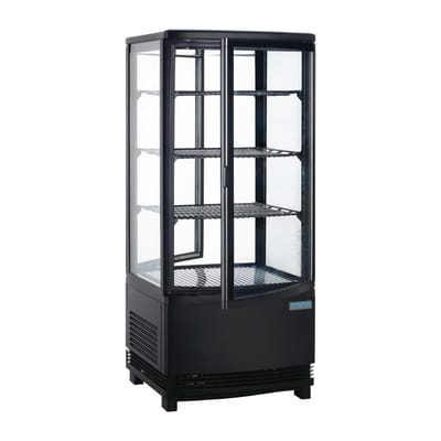 Polar C-serie energiezuinige koelkast met gebogen deur zwart 86L