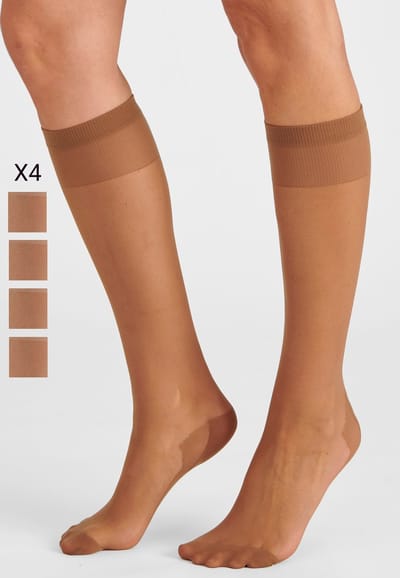 Damart - Set van 4 paar kniekousen voile 20D - Dames - Beige - 36/37