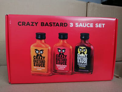 Crazy Bastard 3 Sauce Set (Hottest) - ChilisausBelgium - Crazy Bastard Sauce