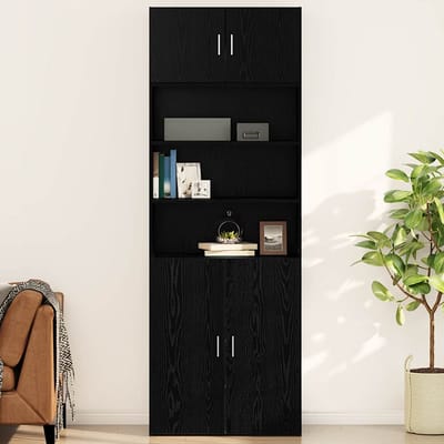 vidaXL - Wandkast - Zwart - eiken - 80 - x - 42.5 - x - 40 - cm - Bewerkt - hout