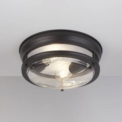 Searchlight Glasgow plafondlamp met glazen kap, IP44 zwart