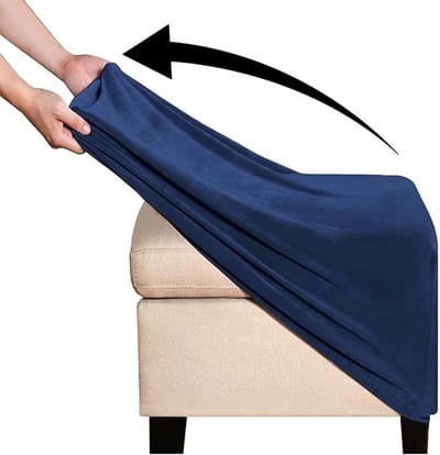 Poef hoes - Voetenbank beschermer - Woonkamer decoratie - Gladde pasvorm - 65x65cm - Gebroken wit