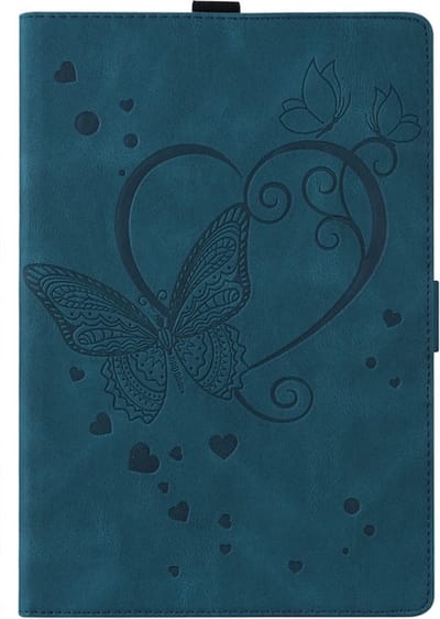 Luxe Bescherm-Etui Hoes Map geschikt voor Samsung Galaxy Tab A9 PLUS - 11" - Hart en Vlinder - Blauw