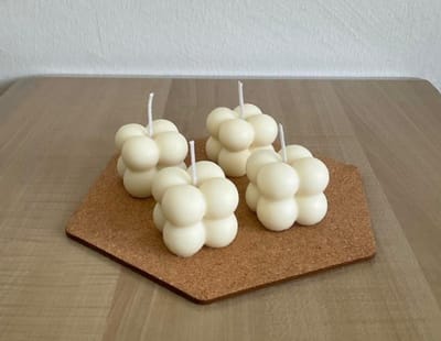 Set van 4 kleine bubbel kaarsen -  bubble kaars - bubble candle - Vegan - handgemaakt