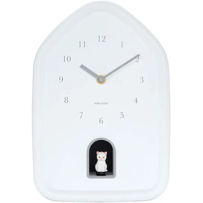 Karlsson Wandklok Modern Kitty - Wit - 29.1x20x29.1cm - Wandklok Modern