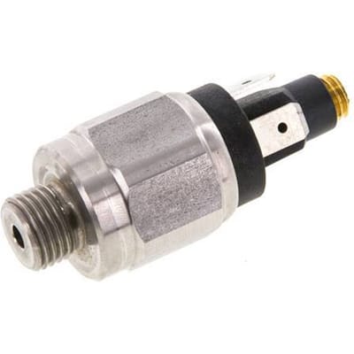 0.5 tot 2bar NC Roestvrij Staal Drukschakelaar G1/4'' 42VAC Platte Stekker - PSL-SC-N-0P5-2-C-FP