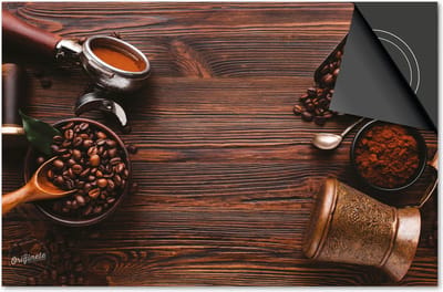 Inductie beschermer 60x60 - afdekplaat inductie mat - Dietrix Kookplaat beschermer - Exclusief - Koffie en Chocola - op Hout Bonen en kkie