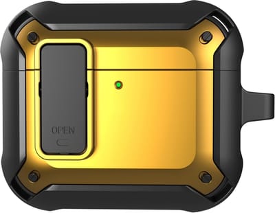 Telestore - Hoesje geschikte voor AirPods 4 - TPU hybride hoesje Beschermhoes - Shockproof AirPods 4 Cover - AirPods 4 Hoesje - Geschikt voor Apple Airpods 4 - goud /geel - hard en TPU cover