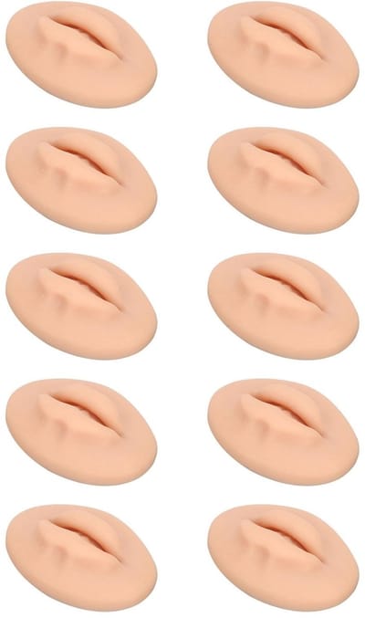 Dailygoods- Tattoo-oefenlippen 10 stuks - Siliconen Lippenmodel - Goede Simulatie - Eenvoudig te Kleuren - Open Mond - Zacht en Elastisch