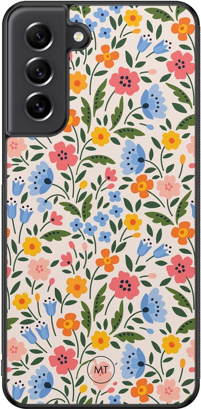 Hoesje geschikt voor Samsung Galaxy S21 FE - Romantische bloemen - TPU Hard Case Backcover - Multi - Mooie Telefoonhoesjes