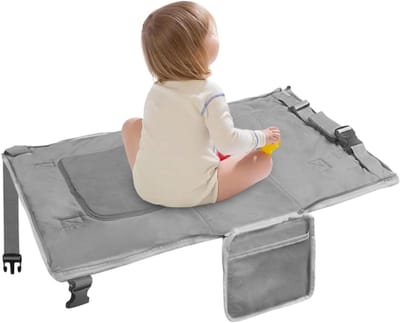 Kinder Vliegtuigbed - Reisbed Tas - Comfortabel Reizen - Antislip Stabiliteit - 30 x 26 x 5 cm - Grijs