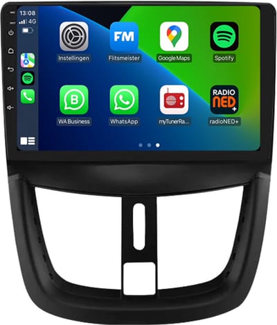 Carplay autoradio voor Peugeot 207 | 207CC | 207(CC) Cabrio | 206+ | 2006 t/m 2015 | Android 13 | Draadloos Apple Carplay & Android Auto | 2GB + 32GB | 8-Core | Davilon | 2025 model | 2006 t/m 2011 2012 2013 2014 2015 | Bluetooth & Wifi