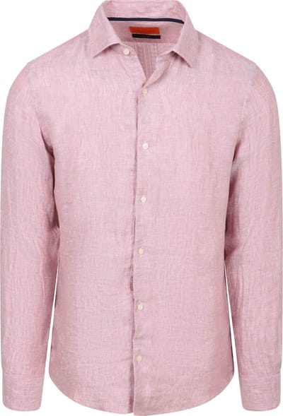 Suitable Overhemd Linnen Roze - Maat 38 - Heren - Overhemden Formeel