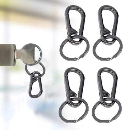 Set van 4 Zwarte Metalen Karabijnhaken voor Sleutelhangers, Verwijderbare Sleutelhanger en Accessoires