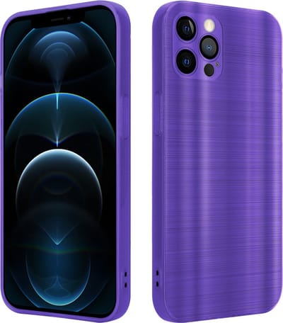 Cadorabo Hoesje geschikt voor Apple iPhone 12 PRO MAX in Brushed Paars - Beschermhoes Case Cover van flexibel TPU silicone in Brushed design