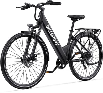 OneSport elektrische stadsfiets - 468Wh accu - achterwielmotor - tot 100 km actieradius - Shimano 7 versnellingen - hydraulische vering en schijfremmen - grijs