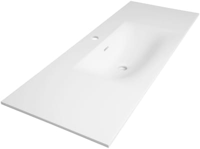 Brauer Glacier Wastafel - 120 cm - met 1 Spoelbak en 1 Kraangat - Fine Stone Mat Wit