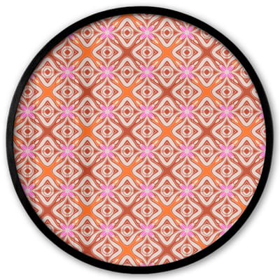 Poster in lijst Rond - Fotolijst 40x40 cm - Posters - Patroon - Vormen - Roze - Oranje - Rood - Ronde posterlijst zwart - Decoratie - Wanddecoratie woonkamer - Muurdecoratie slaapkamer