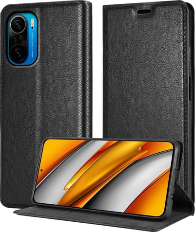 Cadorabo Hoesje geschikt voor Xiaomi Mi 11i / POCO F3 in ZWARTE NACHT - Beschermhoes met magnetische sluiting, standfunctie en kaartvakje Book Case Cover Etui