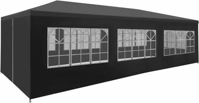 Tuinpaviljoen Met Wanden - Feesttent Buiten - Feestelijke Bijeenkomsten - Waterdicht En UV Bestendig - 9 X 3 Meter - Antracietgrijs
