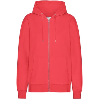 Hooded sweatshirt met rits Colorful Standard Classic Organic Red Tangerine