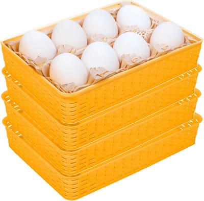 Hega Hogar Opbergmandje/ladeverdeler - 4x - geel - 4.5 liter - kunststof - 26 x 35 x 6 cm - kastmandjes - manden