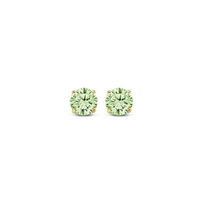 New Bling 9NBG-0570 Gouden Oorknopjes met Zirkonia 4mm - Licht Groen - Rond - 14 Karaat - Goud