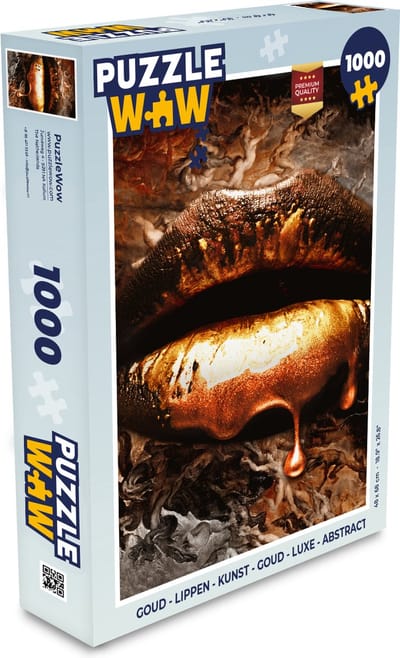Puzzel Goud - Lippen - Kunst - Goud - Luxe - Abstract - Legpuzzel - Puzzel 1000 stukjes volwassenen