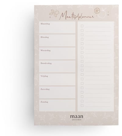 Maan Amsterdam - Maaltijdplanner - A5 - notitieblok voor weekmenu - menuplanner - 50 afscheurbare vellen